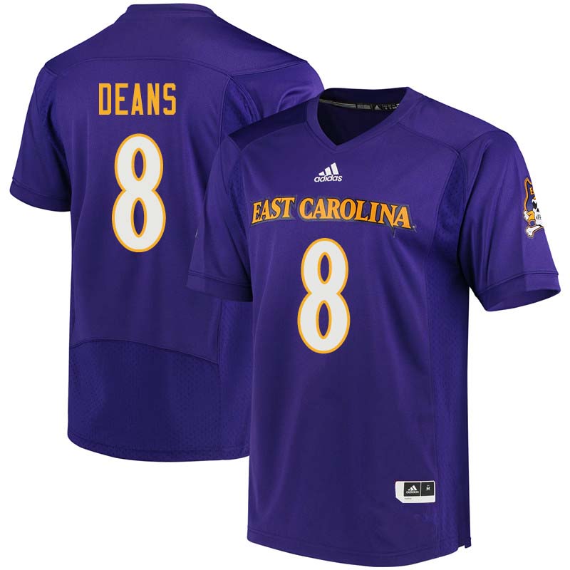Men #8 Tahj Deans East Carolina Pirates College Football Jerseys Sale-Purple